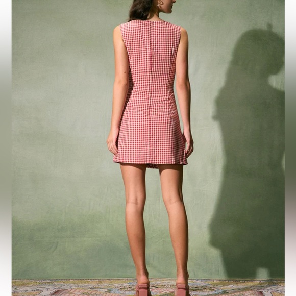 Rihoas Red Boat Neck Plaid Mini Dress - Picture 4 of 8